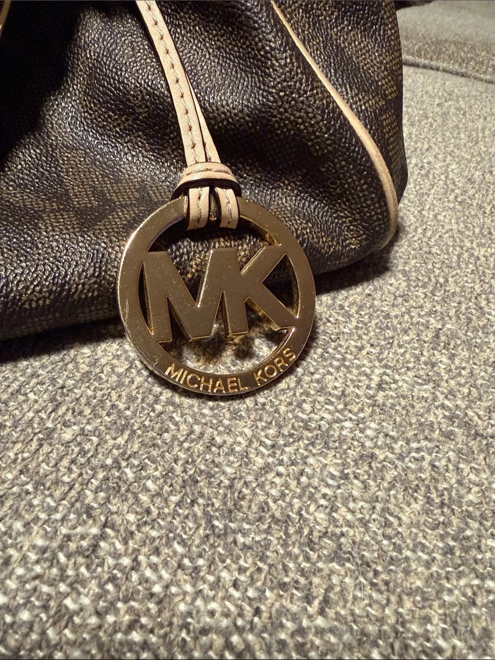 Michael Kors Dark Brown Logo Satchel with Light Beige Trim - Picture 6 of 15
